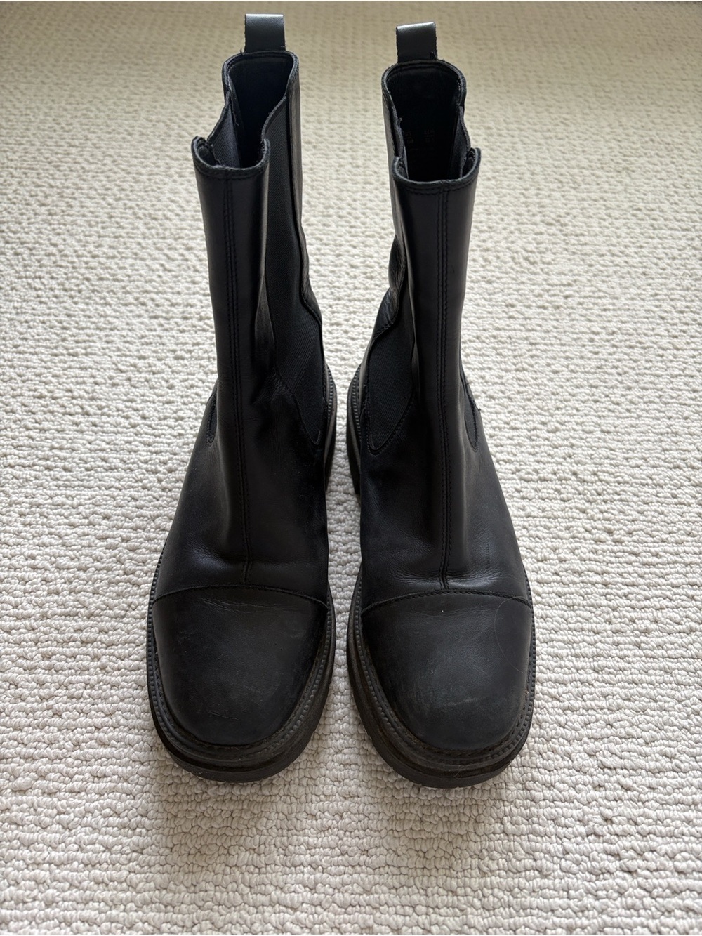Same Edelman Wellington Black Chelsea Leather Boot